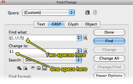 Remove spaces between sentences screenshot
